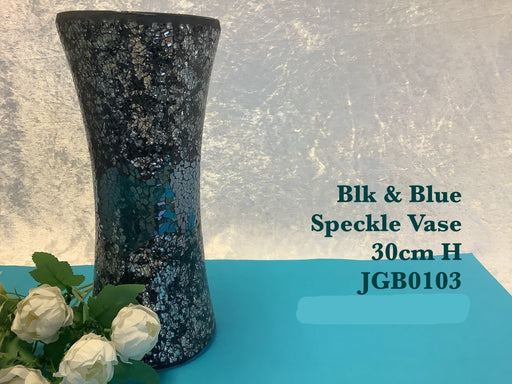 JGB - Glass Vase - Black & Blue Speckle 30cm