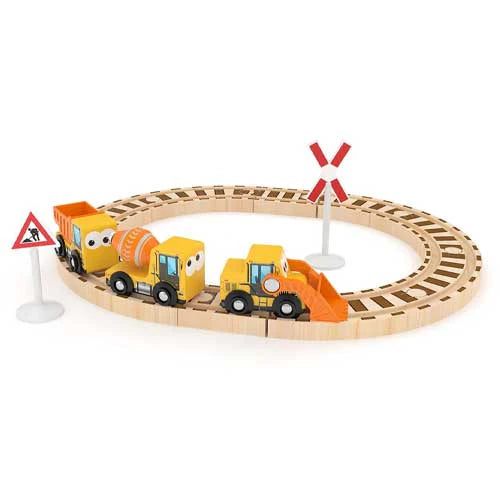 J'adore - Grand Tube Wooden Vehicles - Construction Squad Set