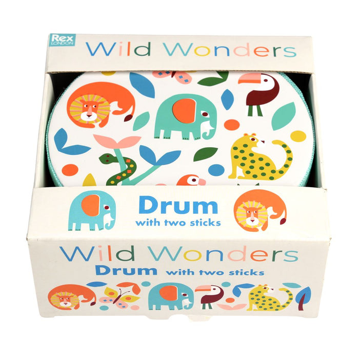 Rex London: Wild Wonders Drum with 2 drumsticks