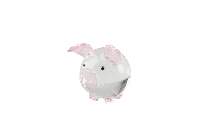 CGB Giftware - Clear and Pink Glass Pig