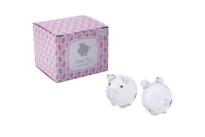 CGB Giftware - Clear and Pink Glass Pig