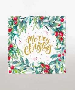 Napkins - Merry Christmas Floral 20pk