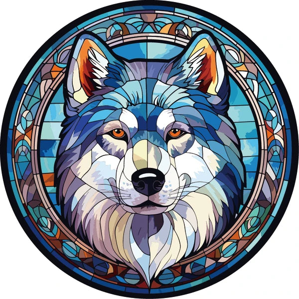 Wall Art - Stained Glass Hanger - Wolf