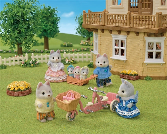 Sylvanian Families - Tandem Cycling Set - Husky Sister & Brother