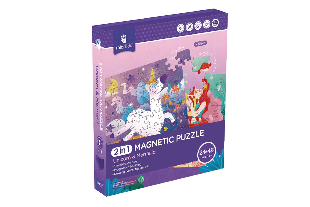 MierEdu: 2 in 1 Magnetic Puzzle - Unicorn & Mermaid