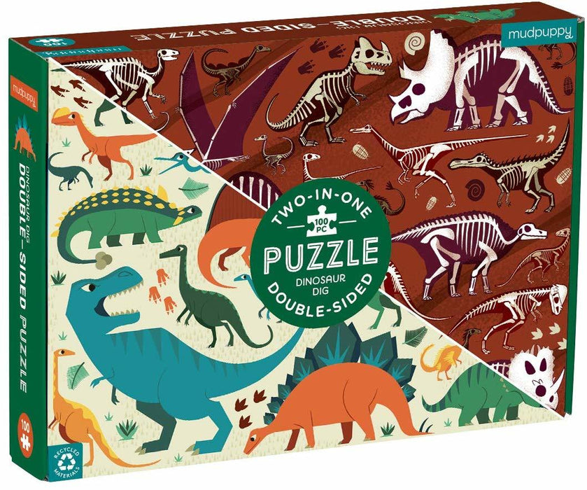 Mudpuppy - Double-Sided Puzzle Dinosaur Dig