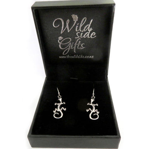 Wildside XP51 - Sterling Silver Drop Earrings Gecko